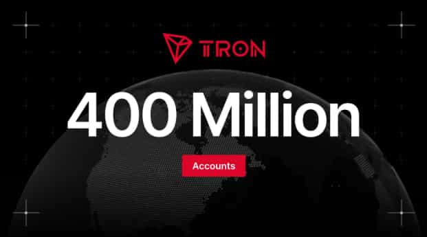 TRON Surpasses 400 Million Accounts as Total Transfer Volume Nears $30 Trillion